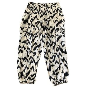 Rachel Zoe elastic waist black & cream patterned joggers